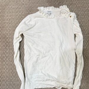 J. Crew Cream Ruffle Neck Sweater
